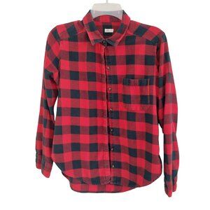 Hollister Red Buffalo Check Flannel Button Down Shirt Size Medium Good Condition